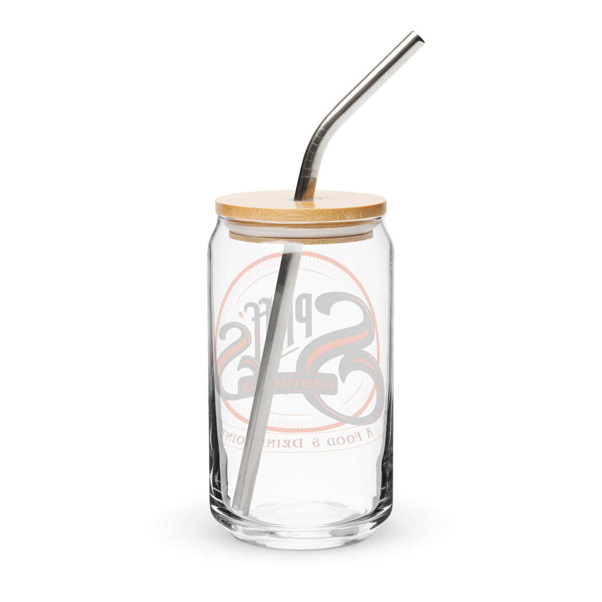 Orange Logo Can-Shaped Glass