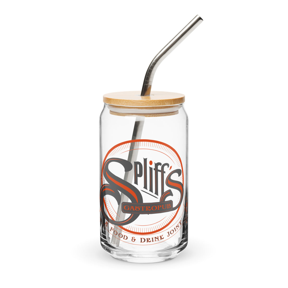 Orange Logo Can-Shaped Glass
