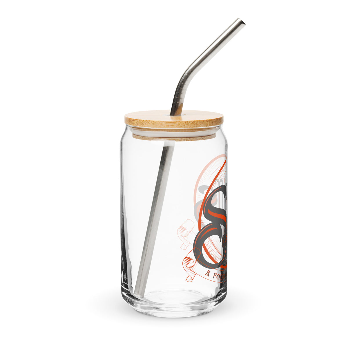 Orange Logo Can-Shaped Glass