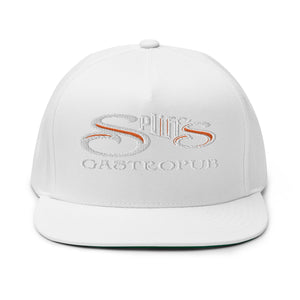 White Logo Flat Bill Cap