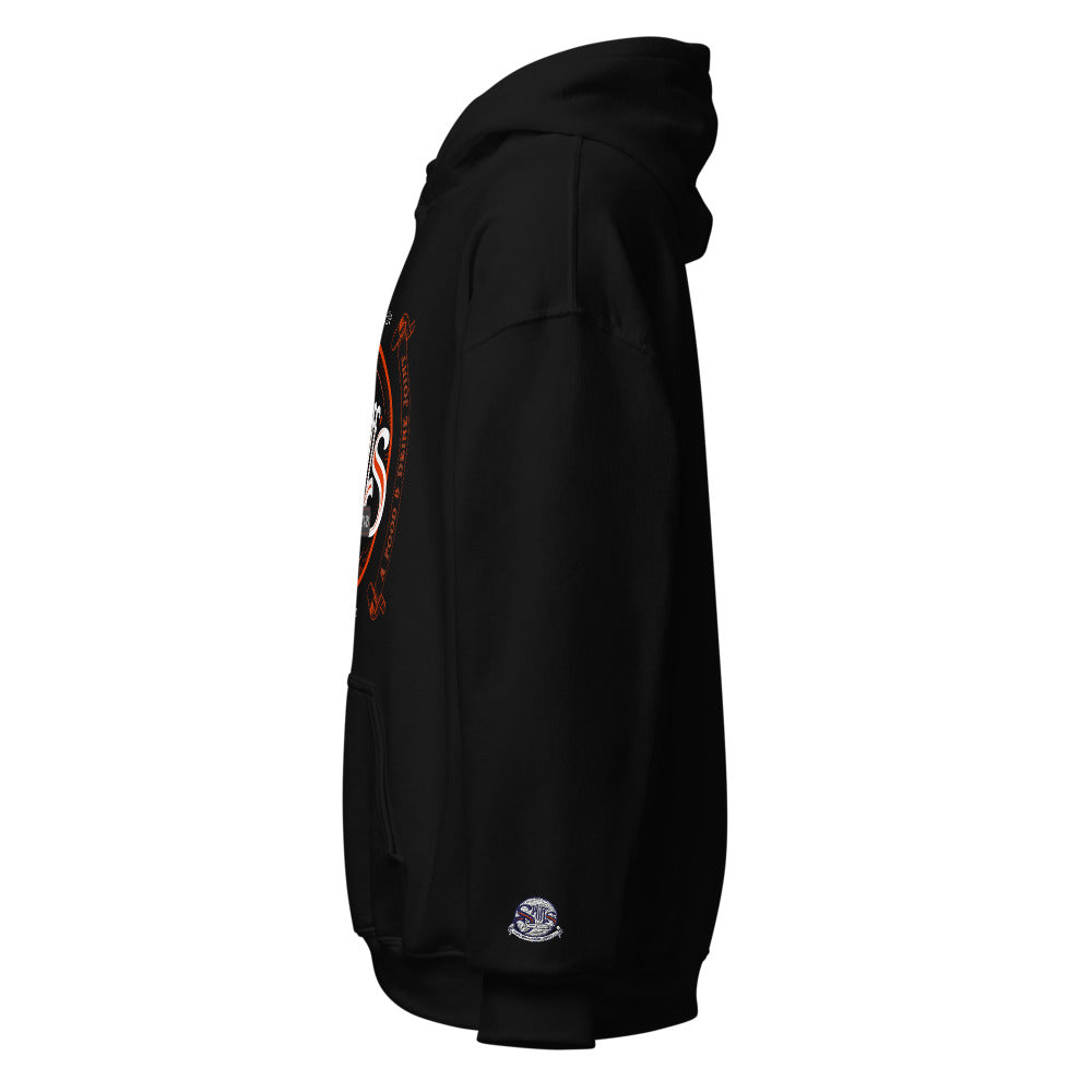 Double Banner Logo Unisex Hoodie - Black (cuff embroidery)
