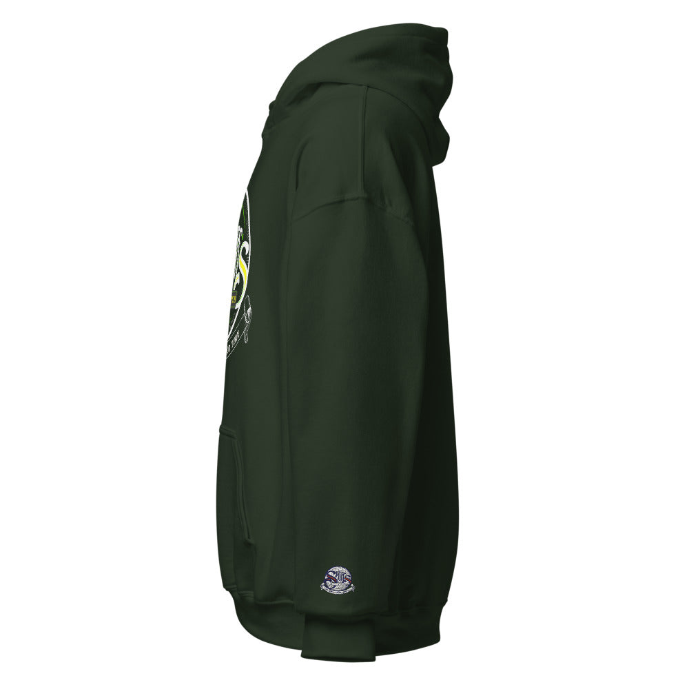 A smoking Good Time Unisex Hoodie - Forest Green (cuff embroidery)