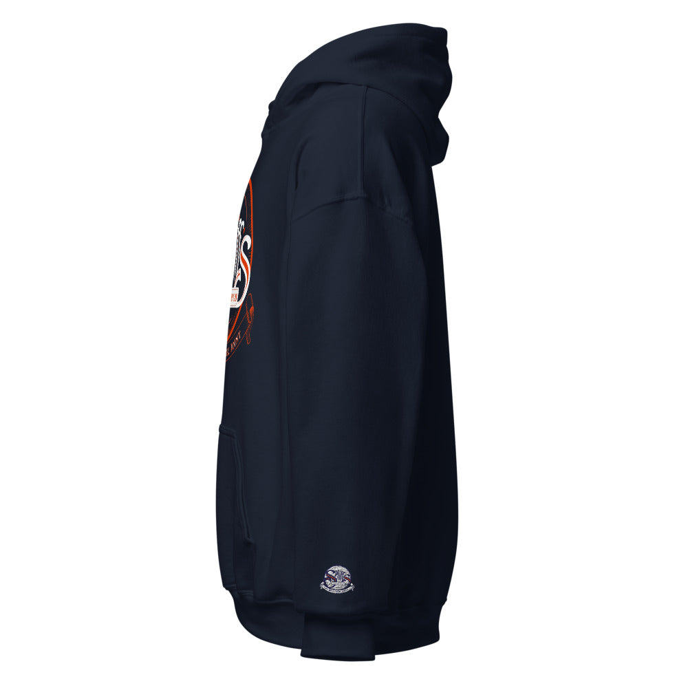 Orange Logo Unisex Hoodie - Navy (cuff embroidery)