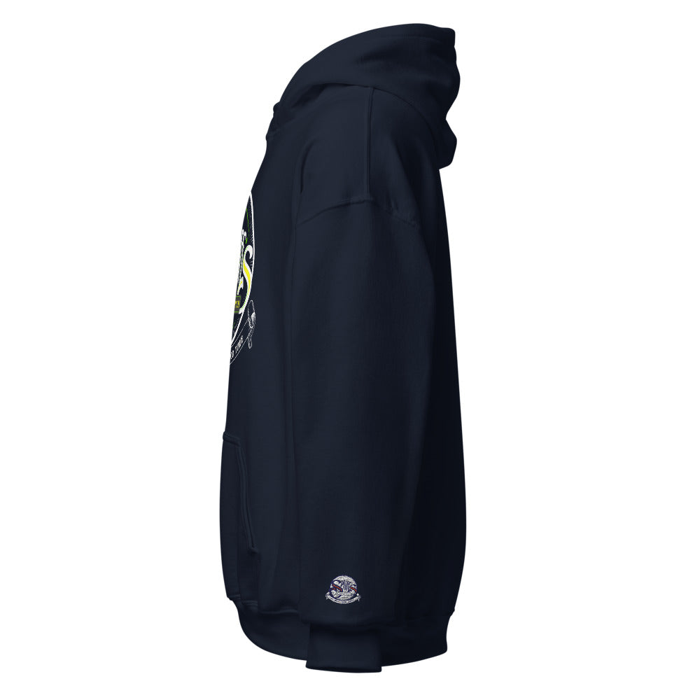 A smoking Good Time Unisex Hoodie - Navy (cuff embroidery)