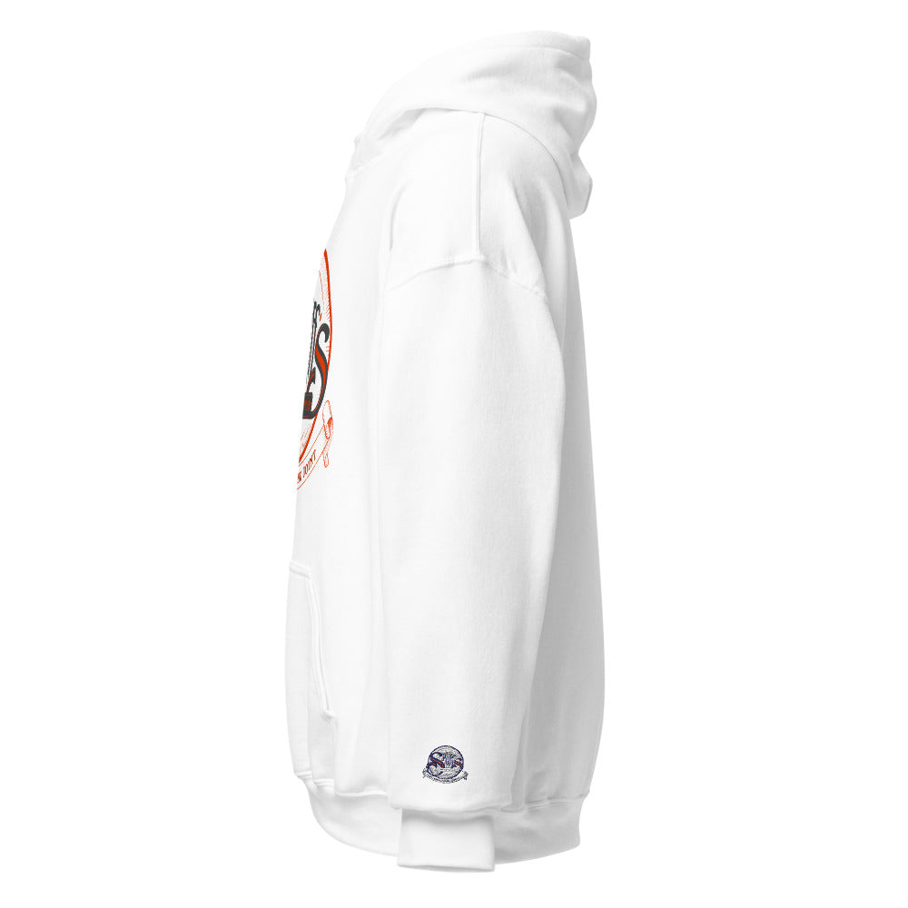 Orange Logo Unisex Hoodie - White (cuff embroidery)
