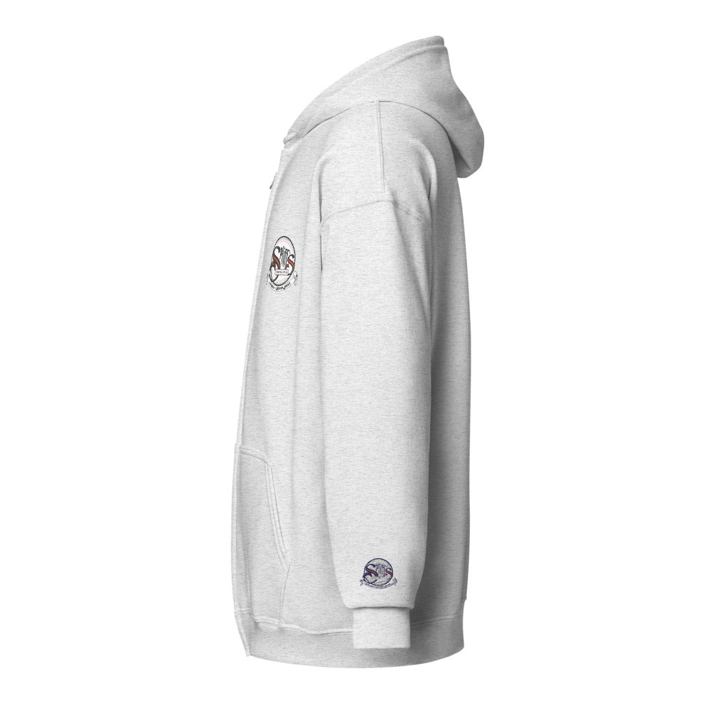 Classic Unisex Zip Hoodie - Ash (cuff embroidery)