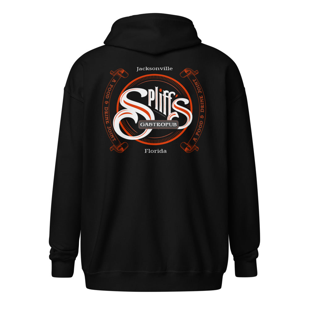 Double Banner Logo Unisex Zip Hoodie - Black (back)