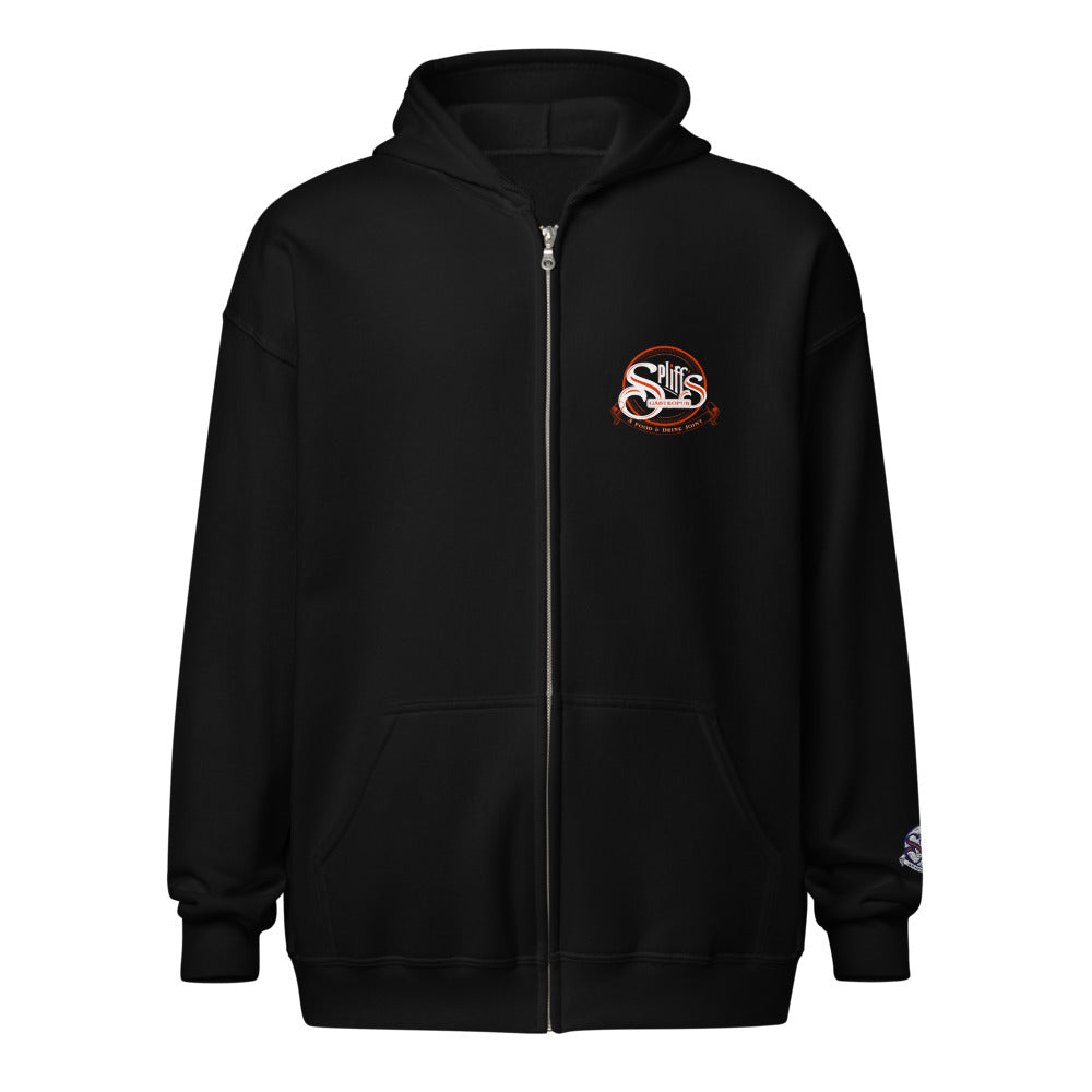 Orange Logo Unisex Zip Hoodie - Black