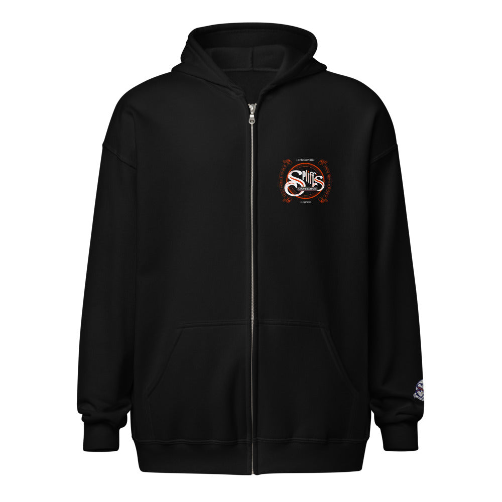 Double Banner Logo Unisex Zip Hoodie - Black