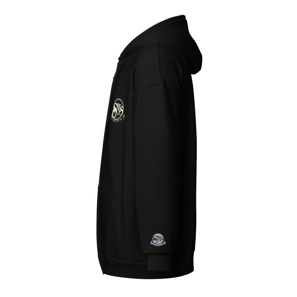 A Smoking Good Time Unisex Zip Hoodie - Black (cuff embroidery)