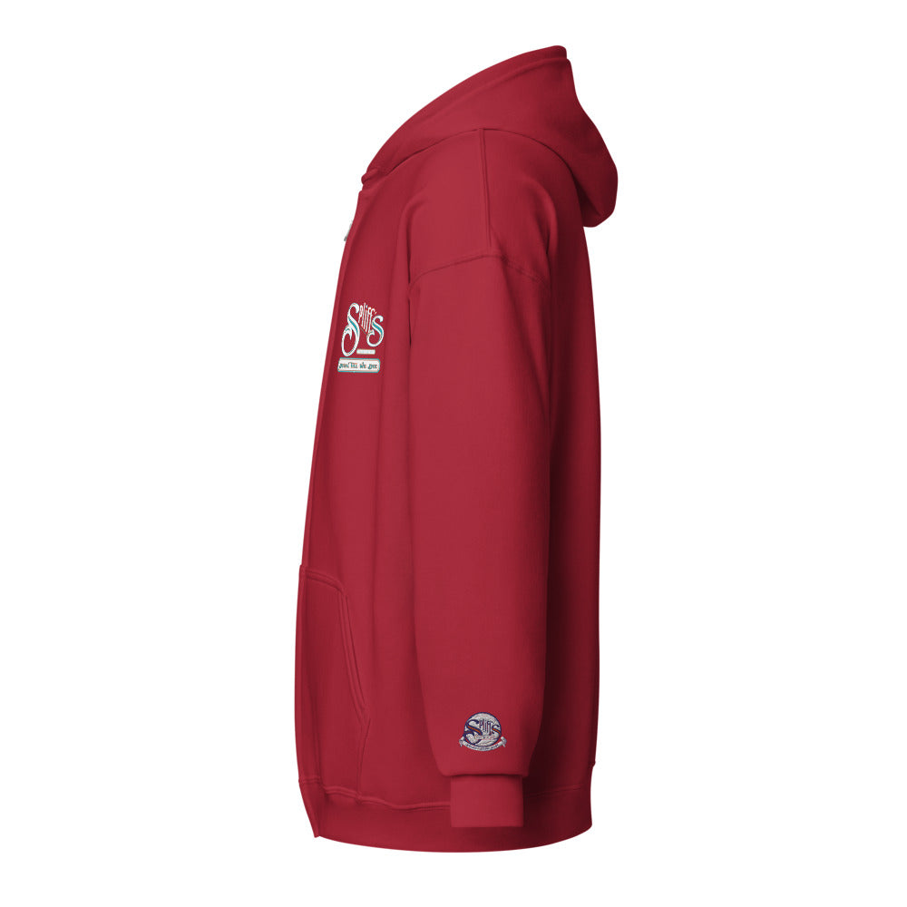 Duval Till We Die Unisex Zip Hoodie - Cardinal Red (cuff embroidery)