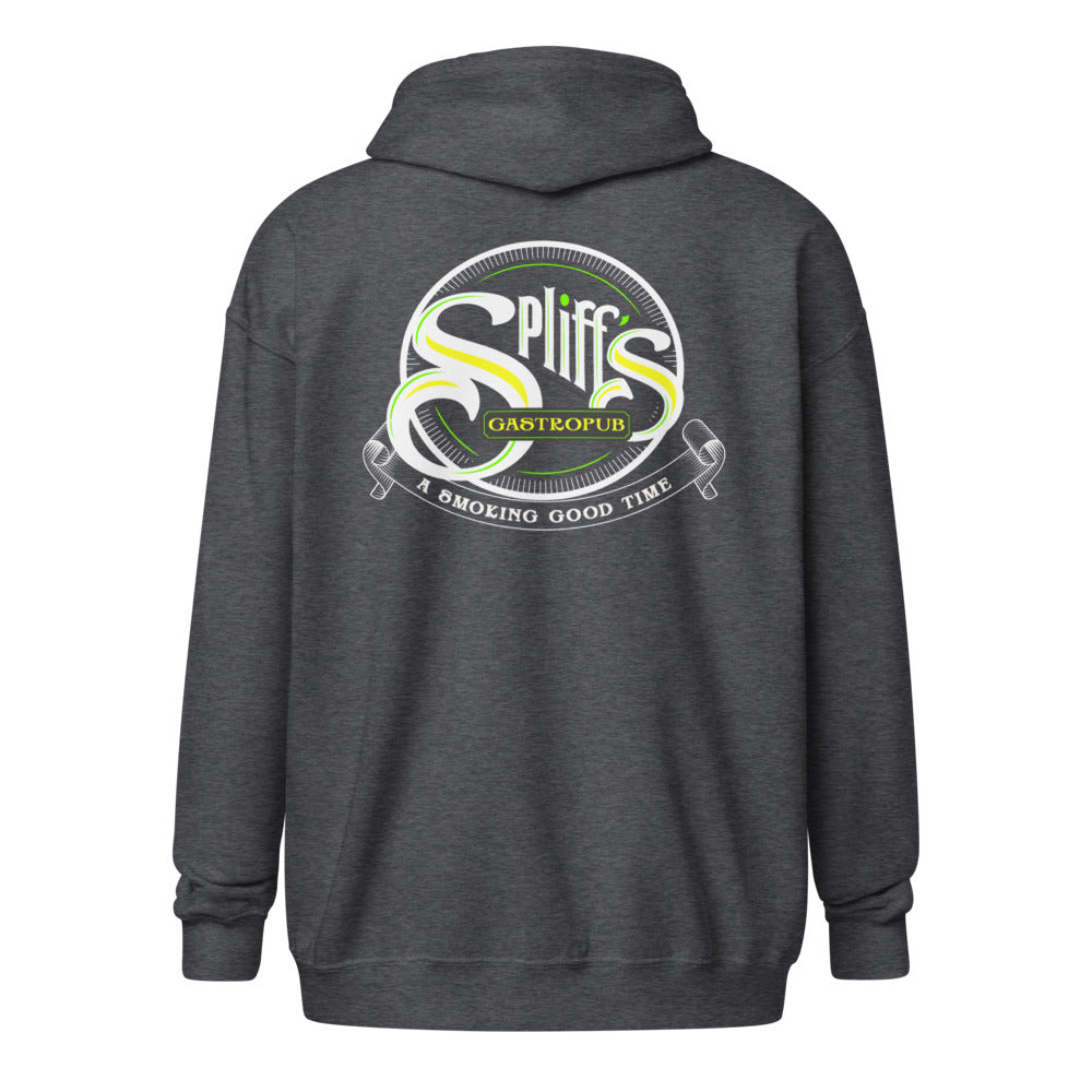 A Smoking Good Time Unisex Zip Hoodie - Dark Heather (back)