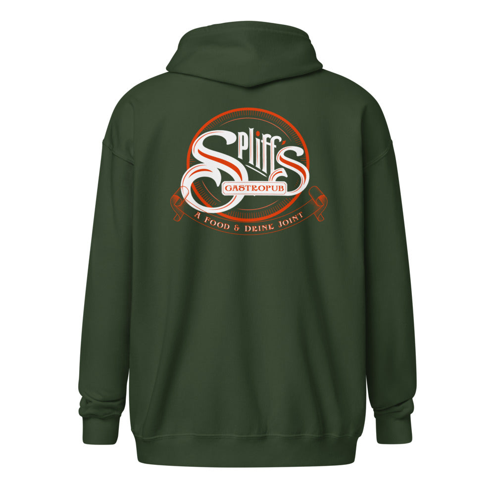 Orange Logo Unisex Zip Hoodie - Forest Green (back)