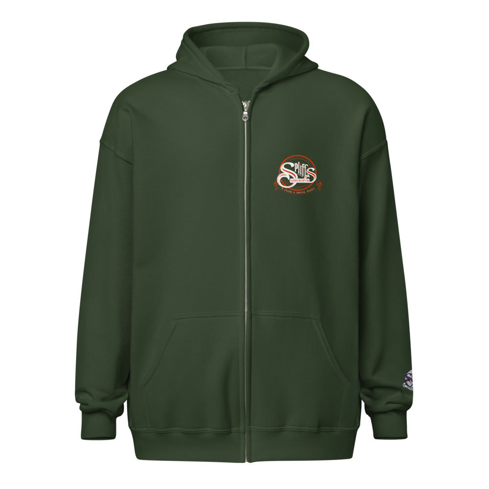 Orange Logo Unisex Zip Hoodie - Forest Green