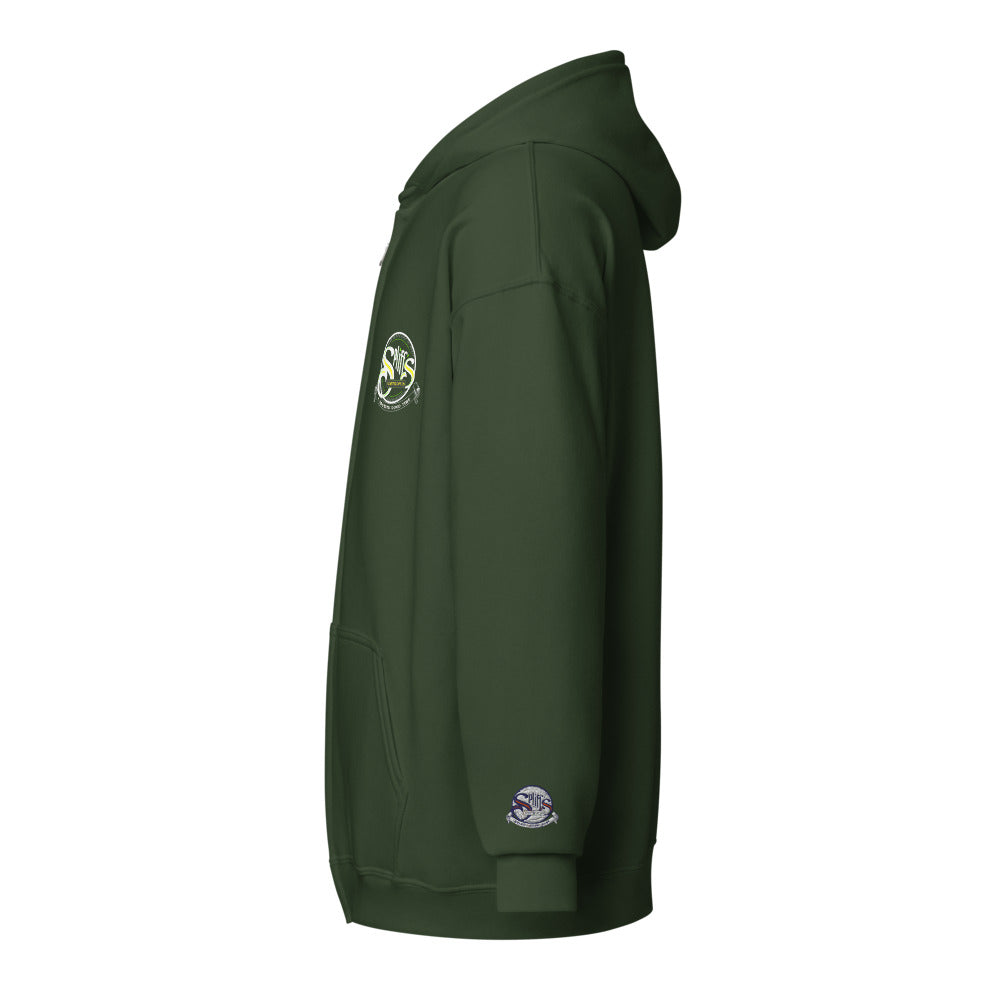 A Smoking Good Time Unisex Zip Hoodie - Forest Green (cuff embroidery)