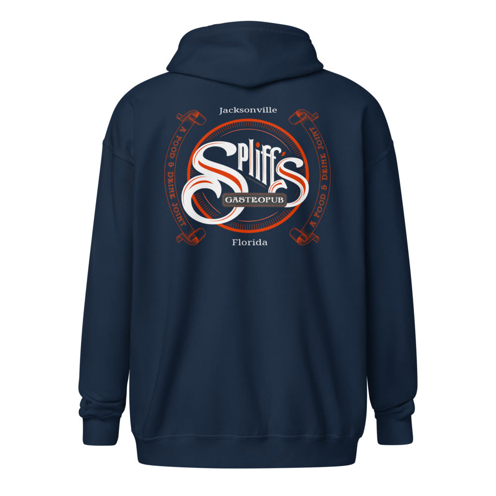 Double Banner Logo Unisex Zip Hoodie - Navy (back)