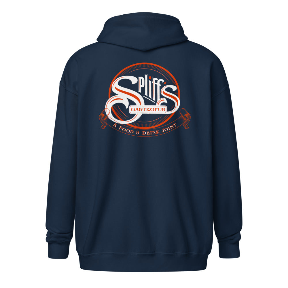 Orange Logo Unisex Zip Hoodie - Navy (back)
