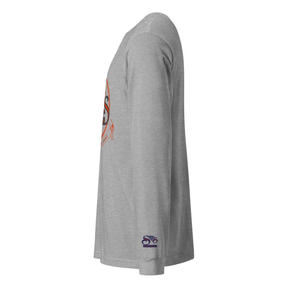Orange Logo Long Sleeve Woman's Tee - Athletic Heather (cuff embroidery)