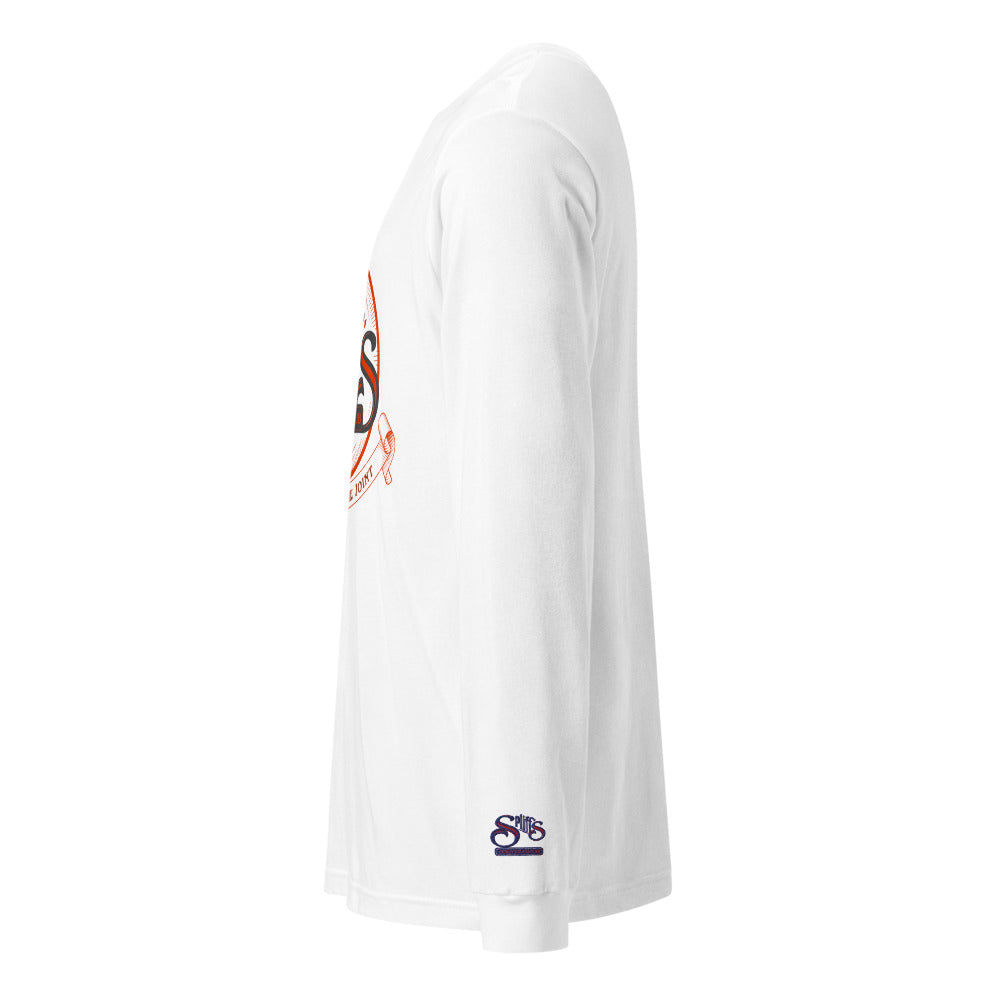 Orange Logo Long Sleeve Woman's Tee - White (cuff embroidery)